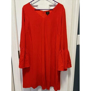 Worthington Red Swing Dress Size 18 W Bell Sleeves Knee Length Christmas Wedding